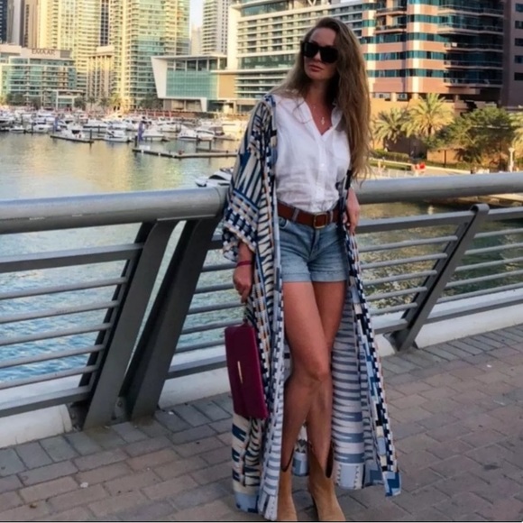 New Bohemian Kimono Duster Jacket Robe Swim Coverup - Picture 3 of 8